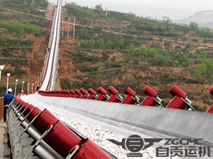 陜西富平生態(tài)水泥有限公司4.1km長(zhǎng)距離曲線(xiàn)帶式輸送機(jī)